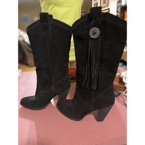 Reba Hades Leather Suede Boots with Fringe 7.5